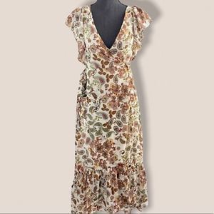 Anthropologie DREW vanilla vintage garden wrap dress